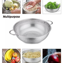 Stainless Steel Colander with Handle, Large Metal Mesh Basket Strainer for Pasta, Spaghetti, Berry, Veggies, Fruits,  Kitchen Food Colander, Safe (1 pc / 25.5 cm)