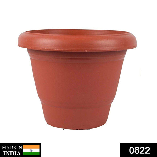 Durable plastic garden pot in brown color