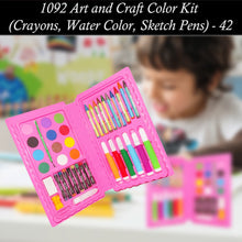 Art and craft kit with a variety of drawing and coloring tools.