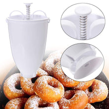 Convenient plastic donut and vada maker for making perfectly shaped snacks.