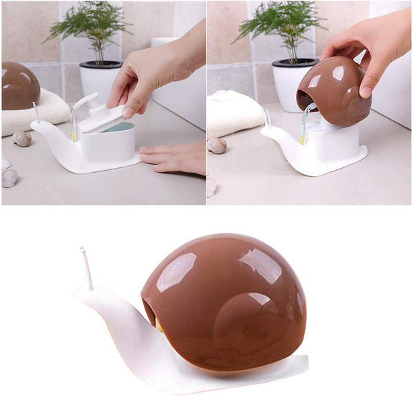 Portable liquid soap dispenser in a snail shape for easy use.