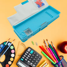 4260 Art  Stationery Cartoon Multi-functional Geometry Box For Boys With Inbuilt Calculator 2 Sides Open And Double Sharpener Stationery Kit Pencil Box For Boys Art Plastic Pencil Box  For Girls And Boys