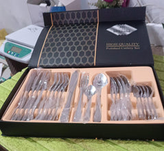 Premium Silver Daily Use Cutlery Set Stainless Steel Luxury Combo Set of 24